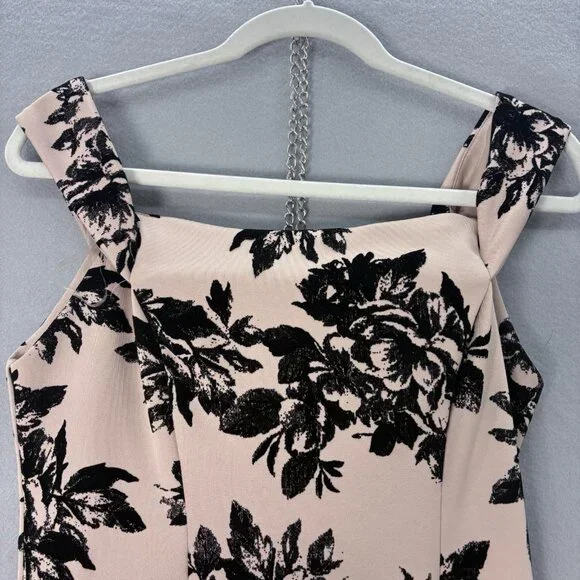 Y2K Teeze Me Tan Dress With Flocked Black Floral Pattern SZ 7 Fit & Flare,Flirty - Picture 2 of 9